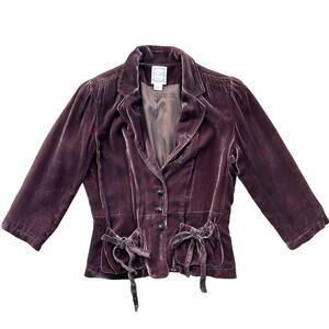 Vintage Polo Ralph Lauren Victorian Velvet Blazer Peplum Jewel Plum Purple Y2K